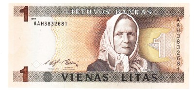 Lituania 1 Litas 1994 P-53a UNC foto