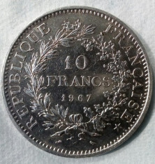 10 FRANCI 1967,FRANTA, ARGINT, 25 GRAME, FOARTE FRUMOASA !! foto