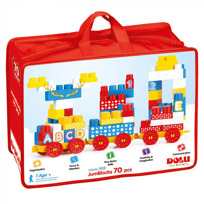 Cuburi de construit in gentuta - 70 piese PlayLearn Toys