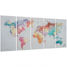 HOMCOM Set 5 Piese Arta de Perete Canvas Harta Lumii Tablouri Decorative pentru Dormitor Sufragerie 80x40 cm | Aosom Romania