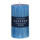 Lumanare decorativa glitter cu linii in relief, 7x12 cm, Oem