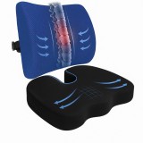 Cumpara ieftin Set Perna Lombara si Perna Ortopedica pentru Sezut, 2 in 1, Suport Lombar si Perna de Sezut, Spuma cu Memorie, Ideale pentru Scaun de Birou