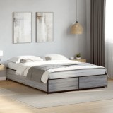 VidaXL Cadru de pat, gri sonoma, 120x190 cm, lemn prelucrat și metal