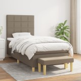 Cumpara ieftin Pat box spring cu saltea, gri taupe, 80x200 cm, textil