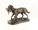 Caine de vanatoare-statueta din bronz pe un soclu din marmura YY-26, Animale