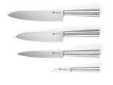 Set de cuțite de bucătărie, 4 piese, cu cuțit de bucătar, cuțit de feliere și curățător