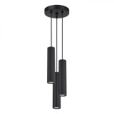 Lampă Suspendată Karbon Negru Din Aluminiu Cu 3 Becuri Tub Minimalistă De Interior.