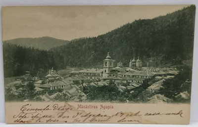 MANASTIREA AGAPIA , VEDERE GENERALA , CARTE POSTALA , CLASICA , DATATA 1900 foto