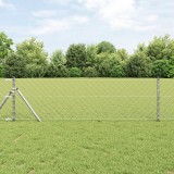 VidaXL Zid de legătură cu 13 st&acirc;lpi 0.4x25 m din oțel zincat