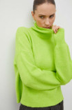 Samsoe Samsoe pulover de l&acirc;nă femei, culoarea verde, light, cu turtleneck