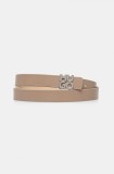 HUGO curea de piele femei, culoarea bej, 50542497