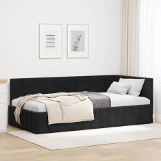 vidaXL Cadru de pat colțar cu headboard Negru 90 x 200 cm Catifea 42016393