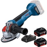 Bosch GWX 18V-10 P X-LOCK + GBA + GAL 18V-40 - Polizor unghiular 125 mm + Set 2 acumulatori si incarcator Li-Ion 18 V 5 Ah