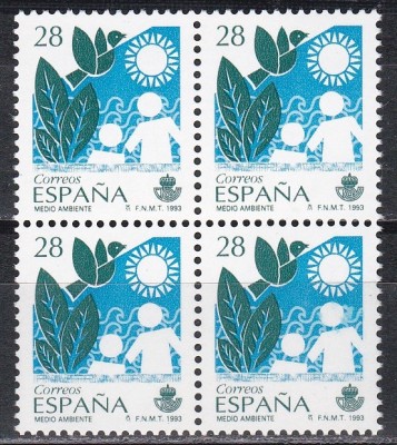 Spania 1993 - Protectia mediului, Bloc de 4, MNH foto