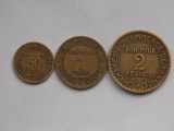 LOT 3 MONEDE 50 CENTIMES, 1 FRANC, 2 FRANCS 1922 FRANTA