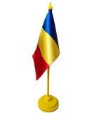 Steag tip drapel tricolor Romania, cu suport de plastic pentru birou