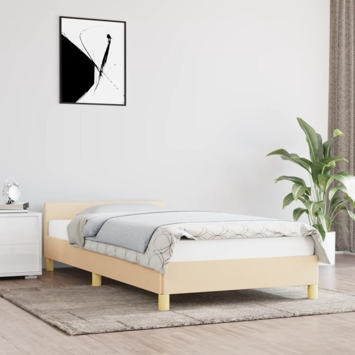 Gossi cadru de pat cu tablie, crem, 80x200 cm, textil