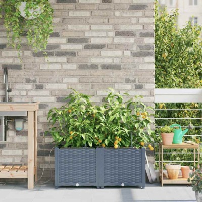 vidaXL Ghivece pentru grădină Gri deschis 80 x 40 x 37.5 cm Oțel foto