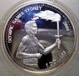 5.446 LIBERIA OLYMPIC GAMES SYDNEY 2000 5 DOLLARS 1999 PROOF, Africa, Argint