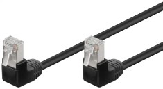 Cablu Patch CAT5e 2x RJ45 90 FTP 0.5m negru pentru Conectare retea /Ecranat /Protectie la indoire 96077 Goobay