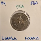 554 Uganda 50 Cents Non-magnetic 1966, KM#4