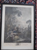 Gravura color,Jacques Beauvarlet(dupa Francois Boucher),inc.sec 20.43,5x33,5cm, Natura, Guasa, Realism