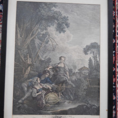 Jacques Beauvarlet (dupa Francois Boucher),gravura color, inc.sec 20,43,5x33,5cm