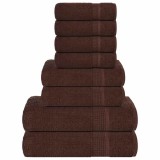 vidaXL Set prosoape 8 piese maro 360 g/m&sup2; 100% bumbac