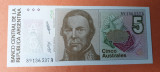 5 Australes anii 1980 Bancnota veche Argentina