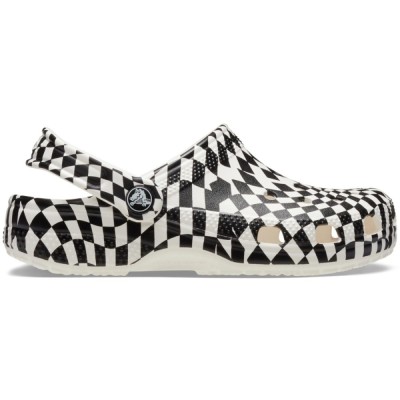 Saboti Crocs Warped Checker Clog Kids Alb - White/Black foto