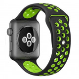 Cumpara ieftin Curea iUni compatibila cu Apple Watch 1/2/3/4/5/6/7, 40mm, Silicon Sport, Black/Green