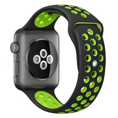 Curea iUni compatibila cu Apple Watch Ultra/SE/8/7/6/5/4/3/2/1, 40mm, Silicon Sport, Black/Green