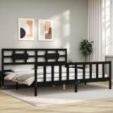 Cadru de pat cu tablie Super King Size, negru, lemn masiv GartenMobel Dekor, vidaXL