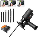 Cumpara ieftin Adaptor fierastrau lance sau pendular, Folixs&reg;, pentru bormasina electrica, Portabil, Multifunctional, cu 6 lame pentru lemn, metal, PVC, Negru