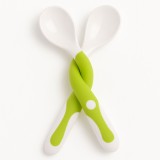 Tacamuri bebelusi flexibile 2 buc, maner silicon moale, fara bpa, 14.5 cm, alb verde, +6 luni