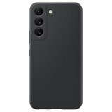 Husa din silicon compatibila cu Samsung Galaxy S22 cu protectie la camera, silk touch, interior din catifea, Negru