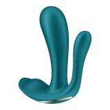 Stimulator Top Secret+, 10 Moduri Vibratii, Silicon, Incarcare cu Baterie, Verde Inchis, 11 cm