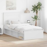 Cumpara ieftin Cadru de pat Simplu Alb 75 x 190 cm Lemn de pin masiv