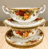 Set - boluri - portelan Englezesc - Royal Albert - Old Country Roses - 2 pers