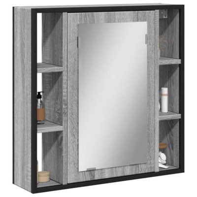 vidaXL Dulap de baie cu oglindă gri sonoma 60x16x60 cm lemn compozit foto