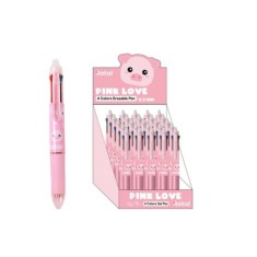 Pix erasable, multicolor, cu mecanism retractabil, 4 culori, cu design porcusor, iTotal
