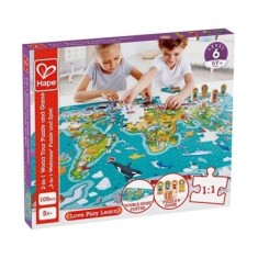 Puzzle 2 in 1 Turul lumii, 100 piese, HAPE