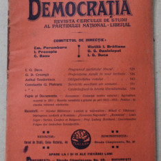 DEMOCRATIA , REVISTA CERCULUI DE STUDII AL PARTIDULUI NATIONAL - LIBERAL , ANUL I , No. 14 , 15 OCTOMBRIE , 1913