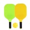 Set Joc de Ping-Pong, Cyrax, 2 Palete, 1 Minge, + 6 Ani, 37.5 x 18 x 3 cm, Galben/Verde