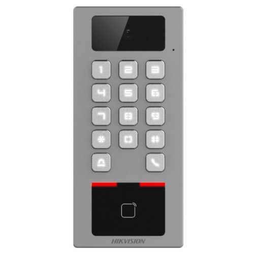 Terminal control acces si interfon cu tastatura si cititor card, rezolutie 2MP, Wi-Fi, RS485, Alarma - HIKVISION DS-K1T502DBWX-C