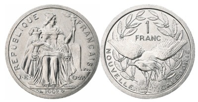 New Caledonia 2002 - 1 franc, aluminiu, UNC foto
