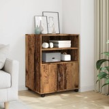 Dulap cu Roti Gossi Lemn Vechi 60x48x81 cm, Lemn Prelucrat, Mobilier Hol, Spatiu Depozitare, Roti Blocabile