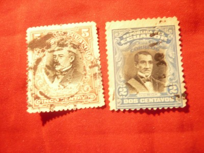 2 Timbre Ecuador 19011+ 1 Timbru 1909 - Personalitati - stampilate foto