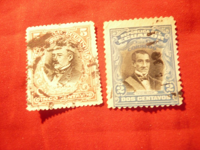 2 Timbre Ecuador 19011+ 1 Timbru 1909 - Personalitati - stampilate