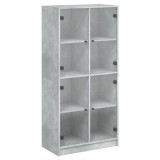 Cumpara ieftin Dulap inalt cu usi, gri beton, 68x37x142 cm, lemn compozit